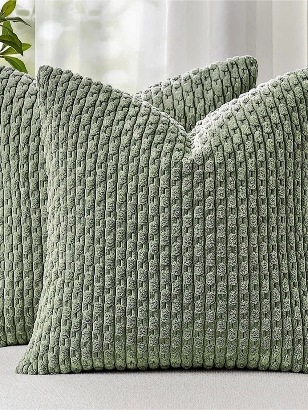 Sage Green Textured Accent Pillow Covers